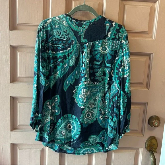 Lucky Brand Teal and Navy Paisley Blouse - Picture 2 of 7
